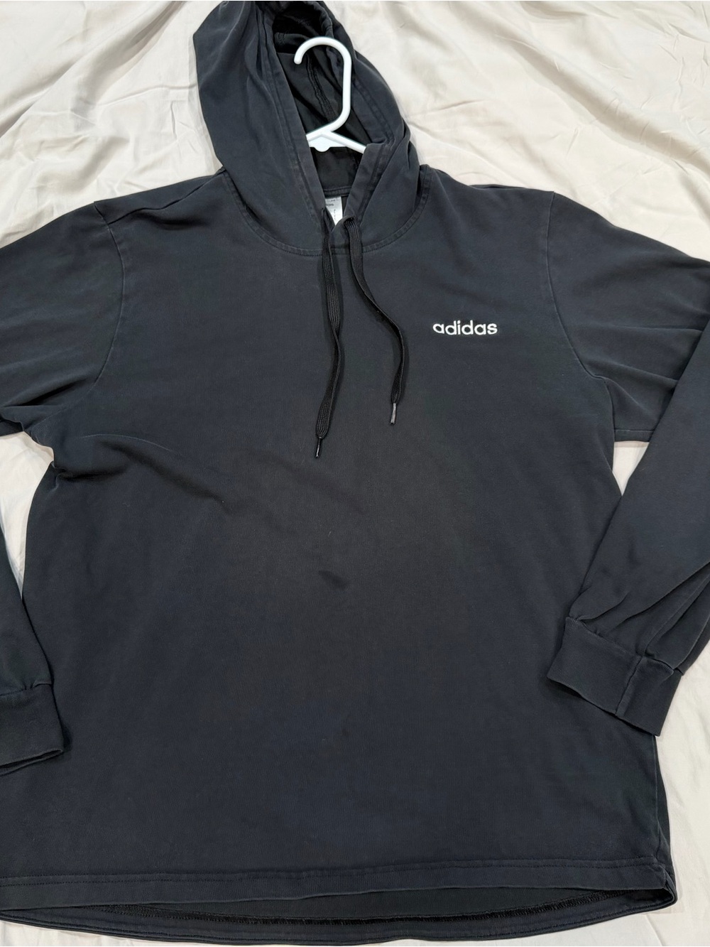 adidas Men's Black Hoodie - Classic Logo Pullover - more of tshirt material